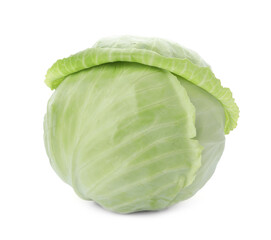 Whole fresh ripe cabbage isolated on white