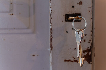 Old door lock with keys