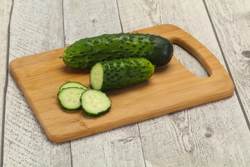 Ripe fresh green two cucumbers