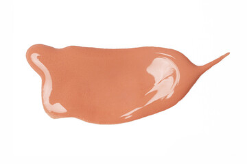 Liquid foundation sample isolated on white background. Makeup color swatch.