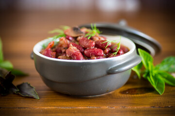 cooked boiled red beans with various vegetables