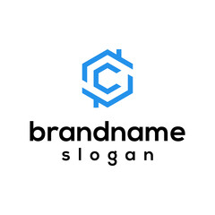 Letter C and construction logo design vector