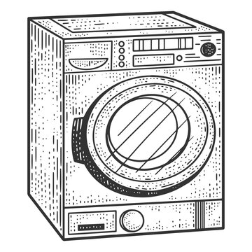 recommend clip art: Household appliances, washing machines. Sketch scratch board imitation.