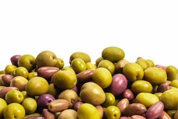 Tasty mix olives background.