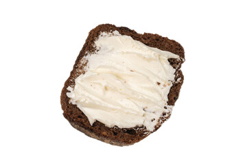 Brown bread and cheese isolated on white background.