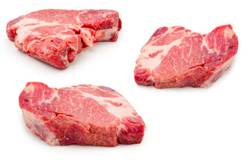Raw pork isolated on white background.