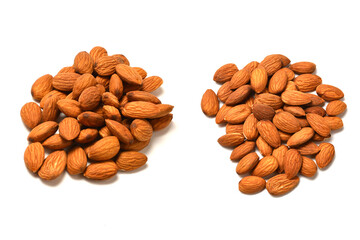 Almonds isolated on a white background,