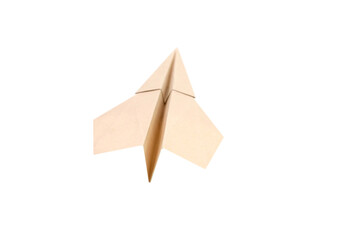 Flying origami paper plane Isolated on white background