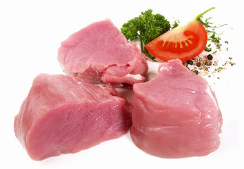 Pork Meat - Fillet Pieces on white Background - Isolated on white Background