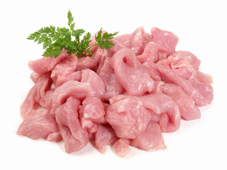 Choped Pork Meat - Isolated on white Background