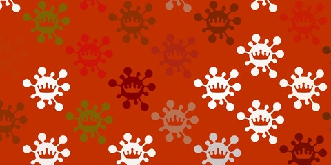 Light green, yellow vector pattern with coronavirus elements.