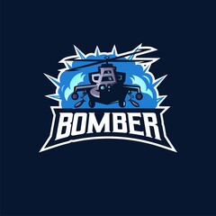 Helicopter mascot logo design vector with modern illustration concept style for badge, emblem and t shirt printing. Bomber Helicopter illustration for e-sport team
