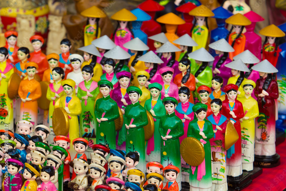 Wall mural Vietnam\\\'s traditional souvenirs are sold in shop at Hanoi\\\'s Old Quarter ( Pho Co Hanoi), Vietnam