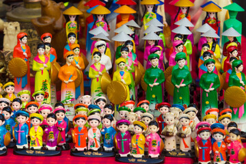 Fototapeta premium Vietnam\\\'s traditional souvenirs are sold in shop at Hanoi\\\'s Old Quarter ( Pho Co Hanoi), Vietnam