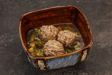 Soup with vegetables and meat balls