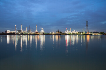 Oil refinery industry reflection on water