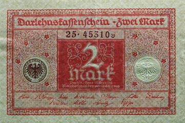 Fototapeta na wymiar Deutsche Reichsmark Geldschein von 1920