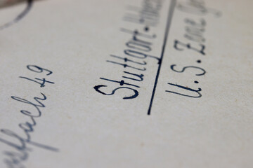 close-up old letter writing detail background
