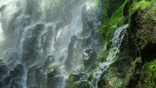 Cascading waterfall in Oregon, close up