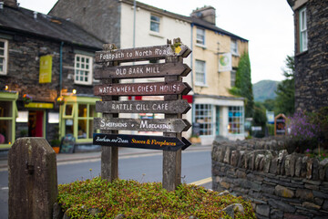 Ambleside Lakedistrict Shops and Sign Post