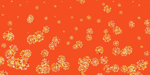 Light orange vector beautiful snowflakes backdrop with flowers.