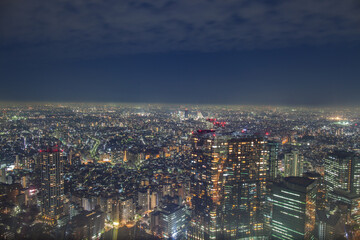 Fototapeta na wymiar Night cityscape view againts sky