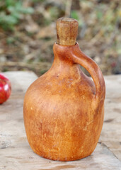 wine bottle with a cork on table