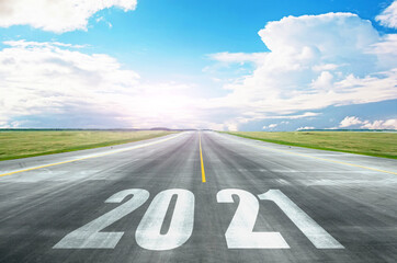 The road to 2021, the prospects for opening horizons, new potential. Bright future and development concept.