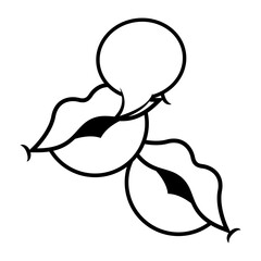 Pop art mouths with speech bubble line style icon