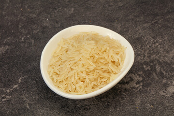 Raw basmati rice in the bowl