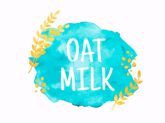Oat Milk watercolor vector illustration. template for banner, card, poster, print and other design projects.