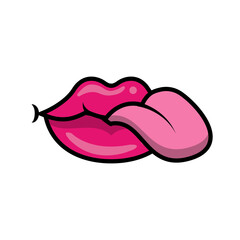 Pop art mouth with tongue out style fill icon