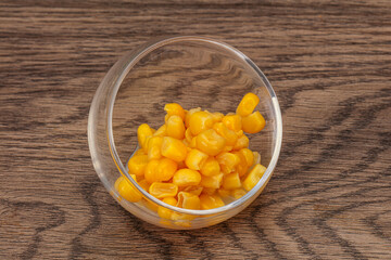 Sweet corn seeds in the bowl