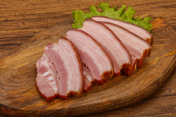 Tasty smoked pork brisket slice