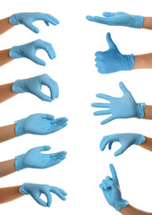 Protect your hands - wear rubber gloves. Photos in collage on white background