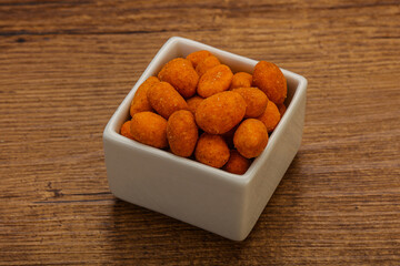 Spicy peanut heap in the bowl