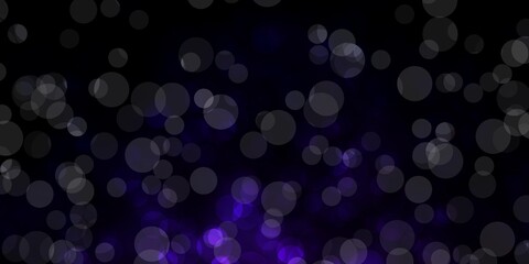 Dark Purple vector background with bubbles. Illustration with set of shining colorful abstract spheres. New template for a brand book.