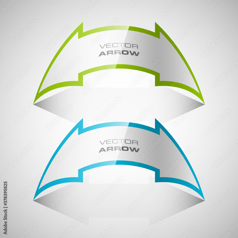 Poster Vector Arrow banners set. Direct shape. 3d Abstract Background. Business infographic presentation diagram. Section compare service. Up and down trend. Paper index. Exact pointer
