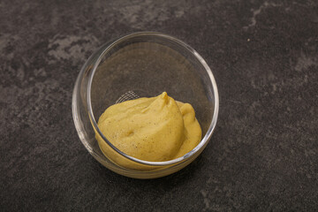 Dijon mustard sauce in the bowl