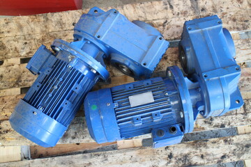 Blue Motors for conveyors on the hangar floor