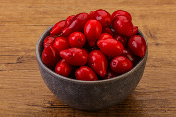 Sweet and ripe cornel berries