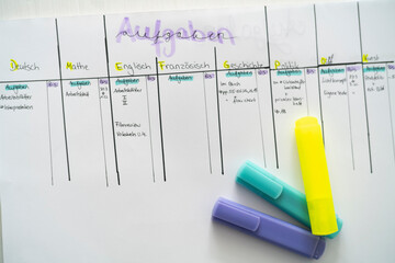 Weekly schedule for home schooling