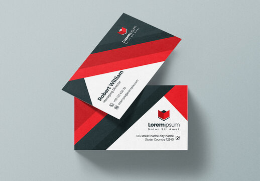 Clean Creative Business Card Layout with Red Accents