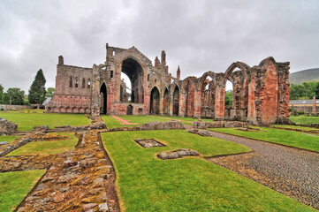 Fototapeta premium St Mary's Abbey - ruined monastery of the Cistercian order in Melrose