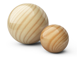 Wooden balls with a glossy finish.