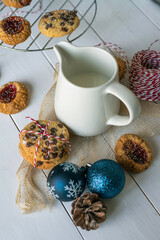 
Artisan chocolate and strawberry christmas cookies
