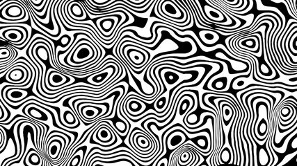 Optical illusion pattern. Geometric background with black and white stripes. Vector illustration