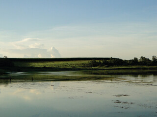 sunset over the river
