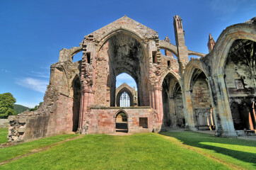 Fototapeta na wymiar St Mary's Abbey - ruined monastery of the Cistercian order in Melrose