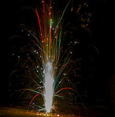 colurful tubri anar firework during diwali festival durga kali puja dusshera india